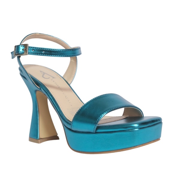 NEW SANDALS HIGH HEEL PLATFORM METALLIC GREEN main image 1